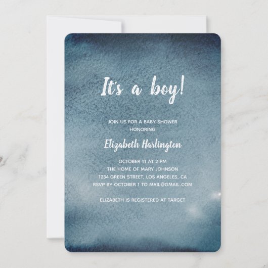 Jongen baby shower. Uitnodiging van de marine. Bla (Voorkant)