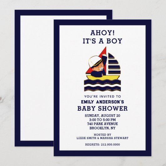 Jongen baby Shower-uitnodigingen Kaart (Voorkant / Achterkant)