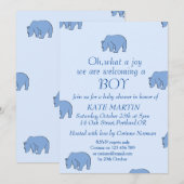 Jongen baby shower uitnodigingskaart met blauw bee kaart (Voorkant / Achterkant)