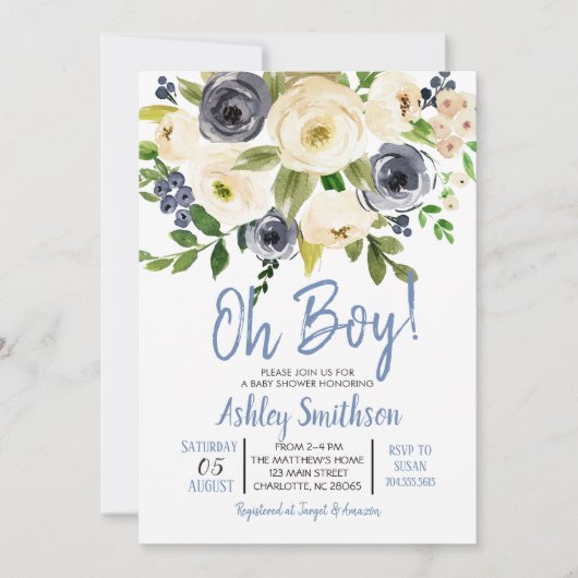 Jongen baby Shower-uitvindingen, oh jongen Kaart (Voorkant)