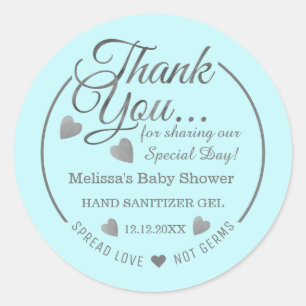 Jongen Baby shower voor Spread Love Silver Harteli Ronde Sticker