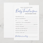 Jongen Baby shower voorspelling Raad spelkaart Kaart (Voorkant / Achterkant)