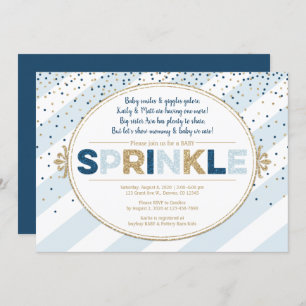 Jongen baby sprinkle uitnodiging marineblauwe goud