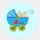 Jongen baby tweeling ronde sticker (Voorkant)
