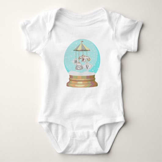 Jongen baby winter sneeuw wereldbol yeti romper (Voorkant)