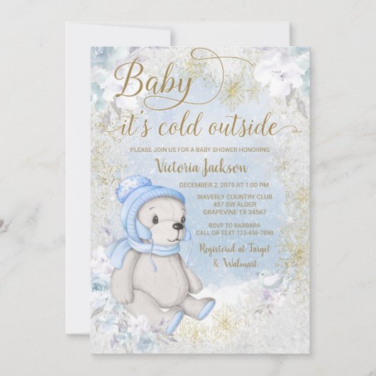 Jongen Baby zijn koude buitenste uitnodiging tot B (Voorkant)