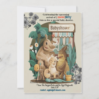 JONGEN BABYDOUCHE ANIMIE Uitnodiging