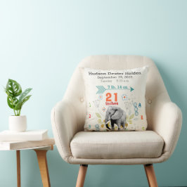 Jongen Babykamer Baby Geboorte Statistiek Olifant Kussen