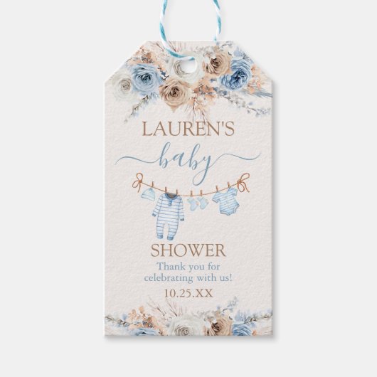 Jongen babykleren baby shower cadeau label cadeaulabel (Voorkant)