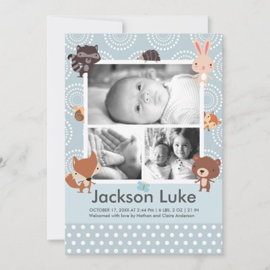 Jongen baby's Foto geboorteaankondigingen Aankondiging (Voorkant)