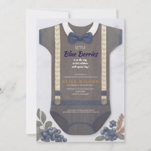 Jongen babyshower herfst blauwe jute rompertje kaart