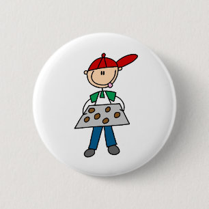 Jongen bakt koekjes knop ronde button 5,7 cm