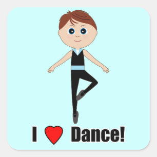 Jongen Ballet Dancer: I Love Dance Vierkante Sticker