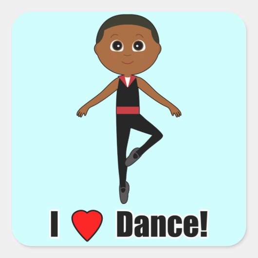 Jongen balletdanser: Ik hou van dans Vierkante Sticker (Voorkant)