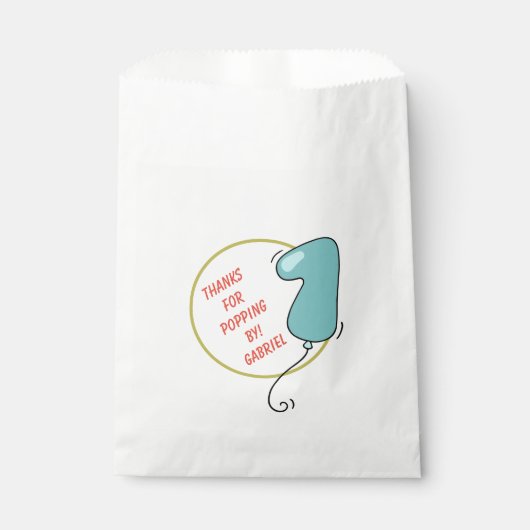 Jongen ballon als eerste verjaardag bedankzakje (Voorkant)