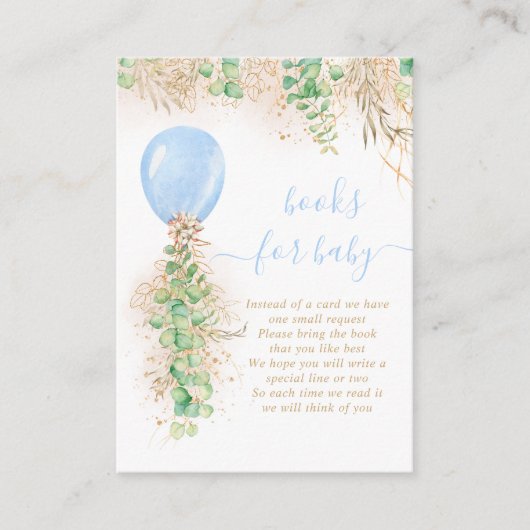 Jongen ballon Eucalyptus Gold Glitter Book for Bab Informatiekaartje (Voorkant)