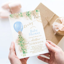Jongen Ballon Eucalyptus Goud Glitters Baby Shower