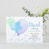 Jongen Ballons Confetti Blue Cute 1st Birthday Par Kaart (Staand voorkant)
