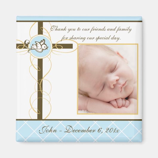 Jongen Baptism/Christening Favor - Foto Magnet (Voorkant)