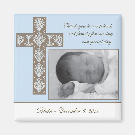 Jongen Baptism/Christening Favor - Foto Magnet (Voorkant)