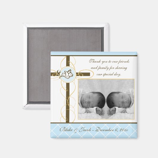 Jongen Baptism/Christening Favor - Foto Magnet (Voorkant / Achterkant)