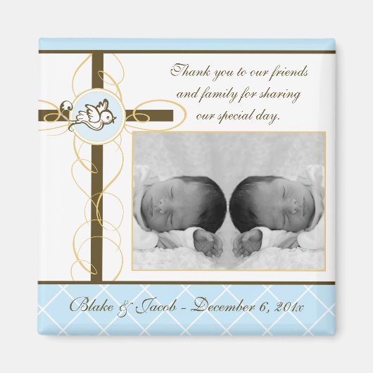 Jongen Baptism/Christening Favor - Foto Magnet (Voorkant)