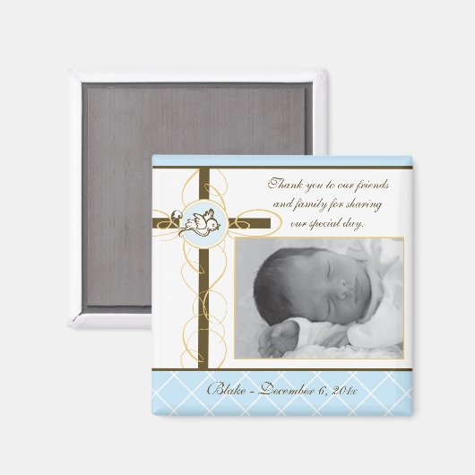 Jongen Baptism/Christening Favor - Foto Magnet (Voorkant / Achterkant)