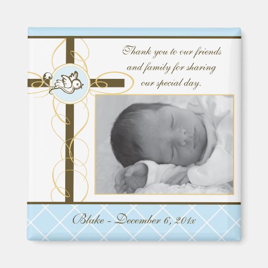 Jongen Baptism/Christening Favor - Foto Magnet (Voorkant)