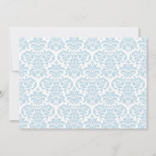 Jongen Baptism Invitation Blue en Grey Damask Kaart (Achterkant)