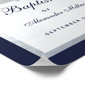 Jongen Baptism Navy Blue Silver Arch Welkomstteken Poster (Hoek)