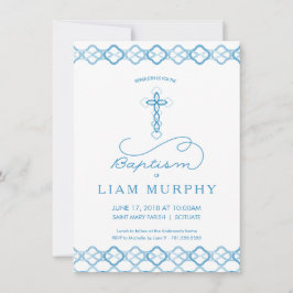 Jongen baptisme, Christening Uitnodiging - Blauw k