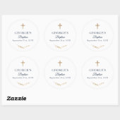Jongen Baptisme Gepersonaliseerde elegant Ronde Sticker (Vel)