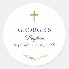 Jongen Baptisme Gepersonaliseerde elegant Ronde Sticker