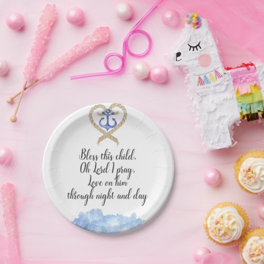 Jongen Baptisme Papieren Bordje (Feest)