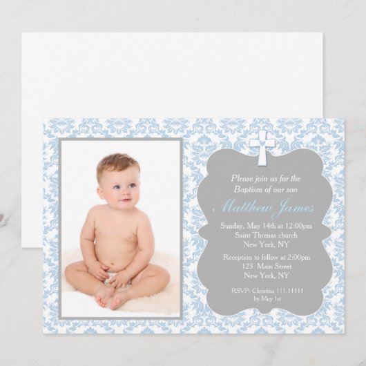 Jongen Baptisme-uitvindingen Kaart (Voorkant / Achterkant)