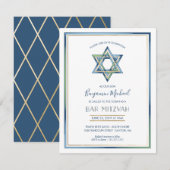 Jongen Bar Mitzvah uitgenodigd; Star of David, Gol Kaart (Voorkant / Achterkant)