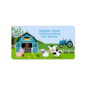 Jongen Barnyard Boerderij Dieren Adres Label (Voorkant)