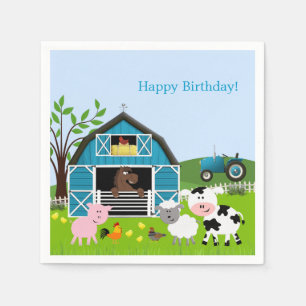 Jongen Barnyard Boerderij Dieren Verjaardag Papier Servet