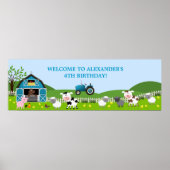 Jongen Barnyard Farm Animals Birthday Banner Poster (Voorkant)