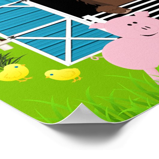 Jongen Barnyard Farm Animals Birthday Poster (Hoek)