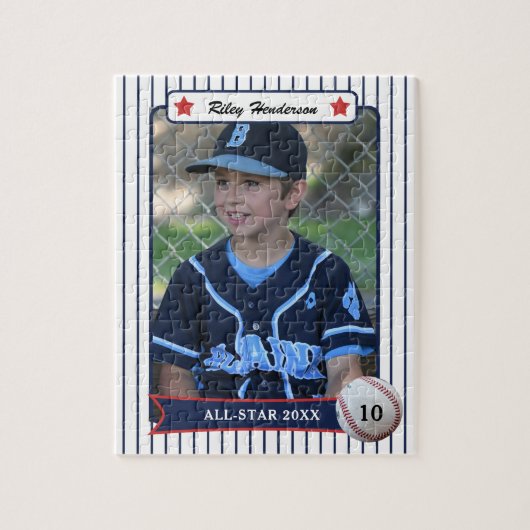 Jongen Baseball Card-foto Legpuzzel (Verticaal)