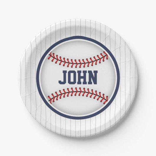 Jongen Baseball First Birthday Party Borden Papieren Bordje (Voorkant)