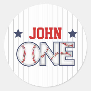 Jongen Baseball First Birthday Sticker