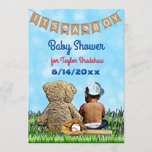 Jongen Baseball Thleed Ethnic Baby shower Kaart