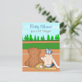 Jongen Baseball Threated Baby shower Briefkaart (Staand voorkant)