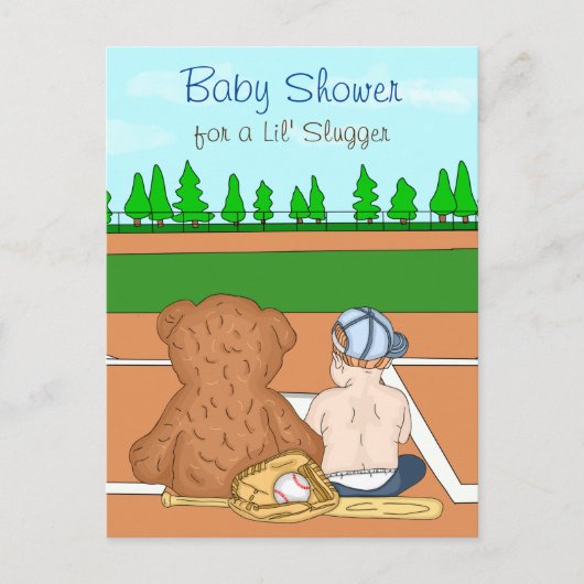 Jongen Baseball Threated Baby shower Briefkaart (Voorkant)