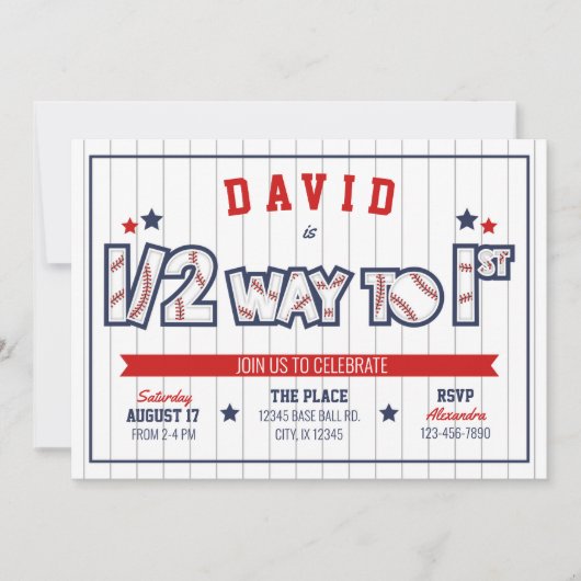 Jongen Baseball Uitnodiging 1/2 (Voorkant)