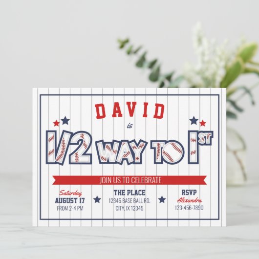 Jongen Baseball Uitnodiging 1/2 (Staand voorkant)