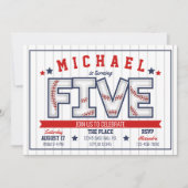 Jongen Baseball Uitnodiging 5e verjaardag (Voorkant)