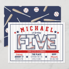 Jongen Baseball Uitnodiging 5e verjaardag